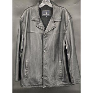 London Fog Genuine Leather Jacket XL Heavyweight Wool-Blend Lined Classic Coat